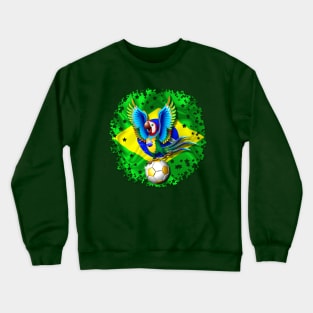 Brazil Macaw with Football / Soccer Ball Crewneck Sweatshirt